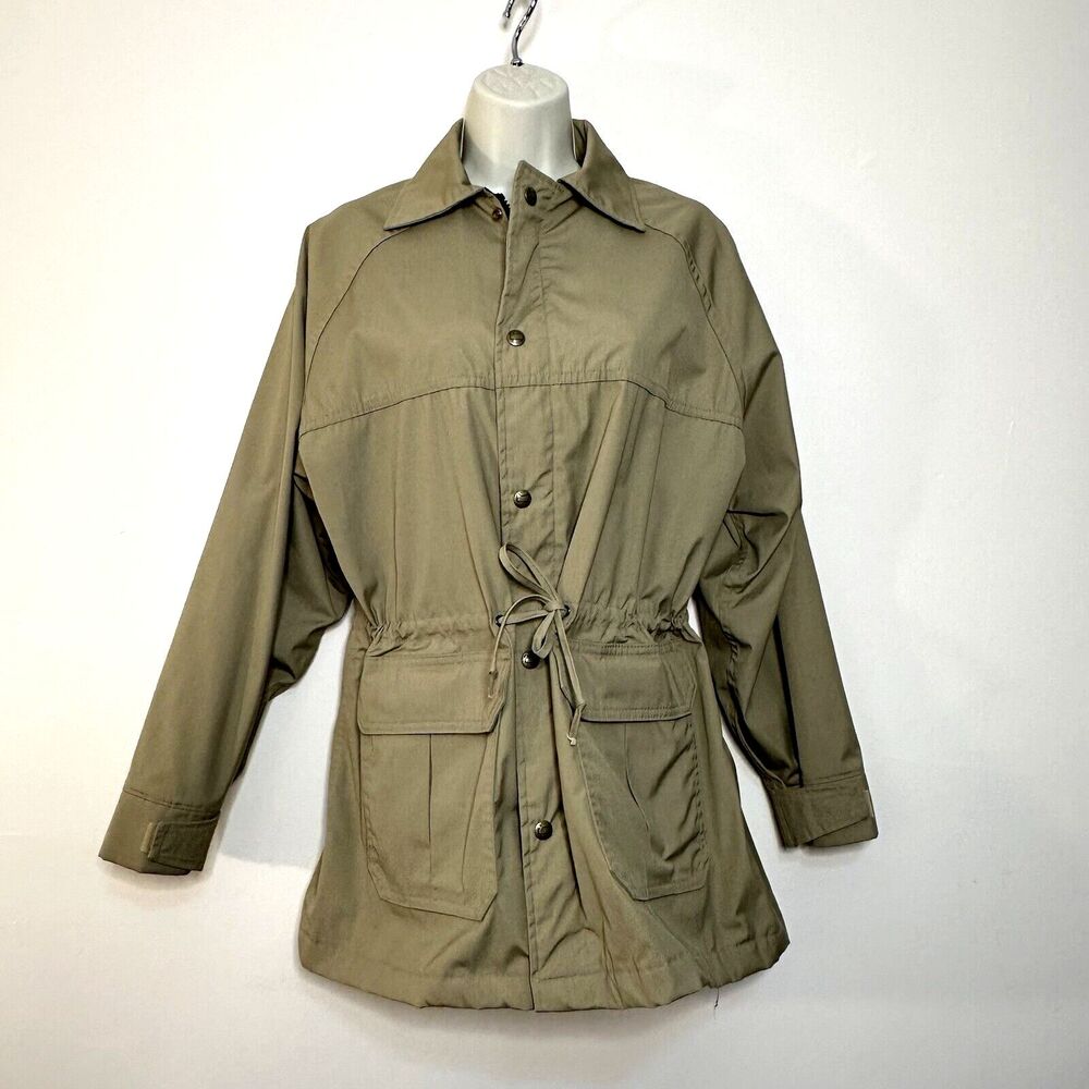 Vintage The Woolrich Woman Tan Cinch Waist Barn Coat Field Jacket Women's M